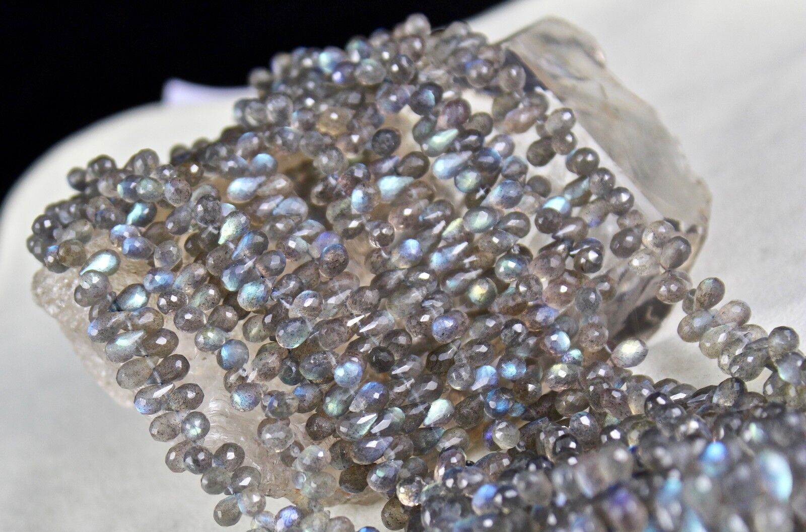 Natural Labradorite Teardrop 5 L 693 Ct Grey Gemstone Party Silver Necklace