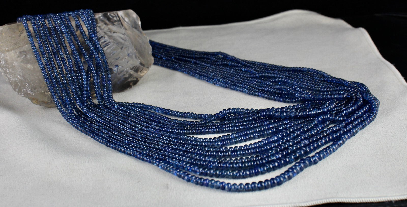 Certified Natural Blue Sapphire Beads Necklace, 13 L 906 Ct Burma Gemstone