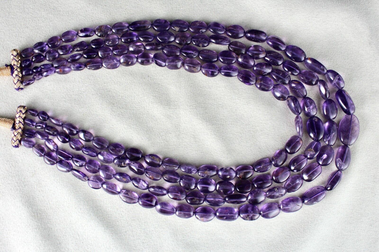NATURAL AMETHYST BEADS LONG NUGGETS 4 LINE 662 CARATS GEMSTONE FINEST NECKLACE