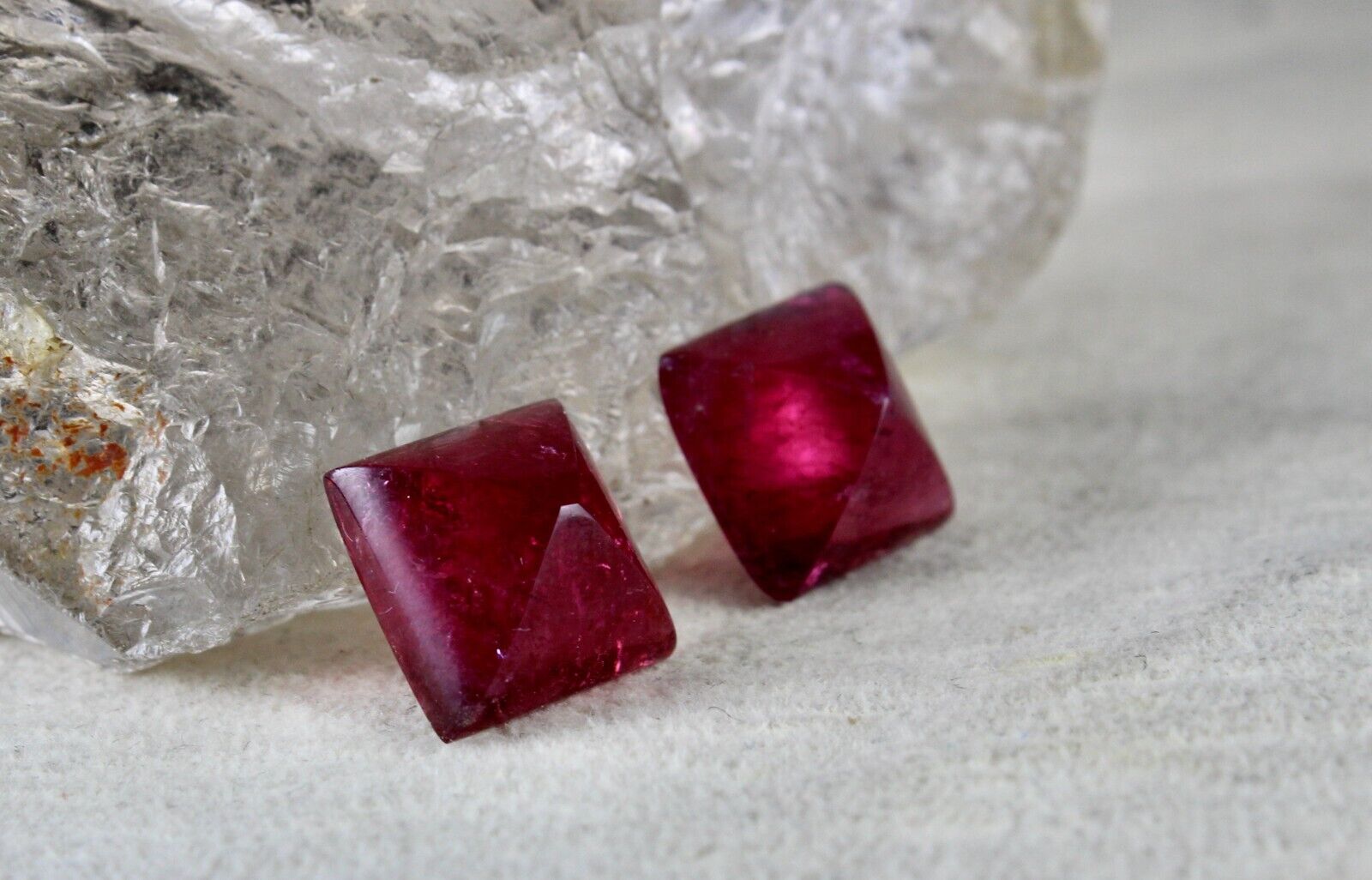 NATURAL PINK TOURMALINE RUBELLITE CABOCHON PAIR 18.20 CTS LOOSE GEMSTONE EARRING