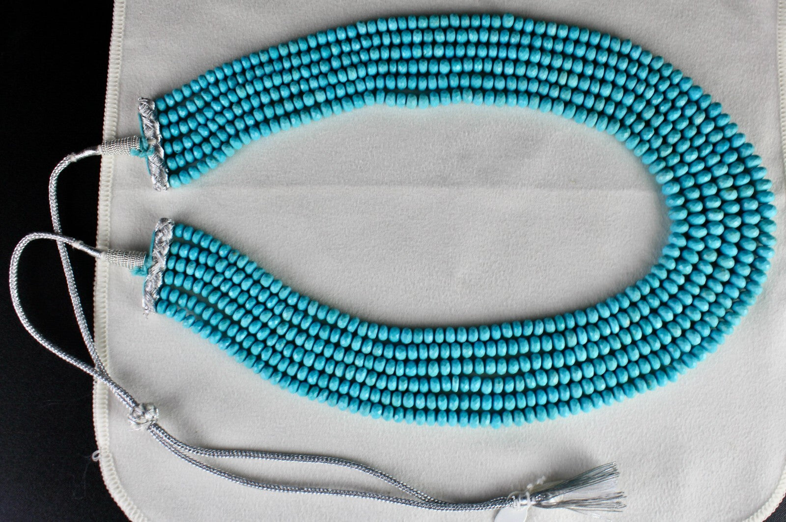 Certified Natural Turquoise Round Beads Necklace 634 Ct Vintage Blue Gemstone