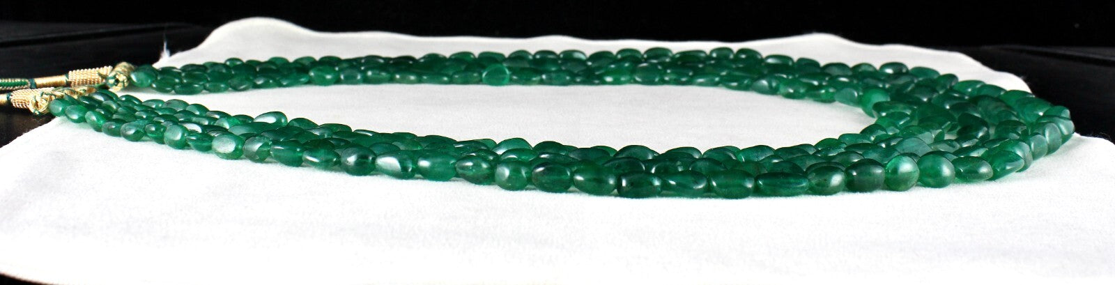 Natural Zambian Emerald Necklace 1018 Carats 5L Cabochon Beads Certified Luxury