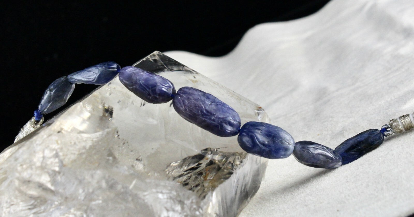 Certified Natural Blue Sapphire Carved Beads 5pcs 91.84ct For Designing