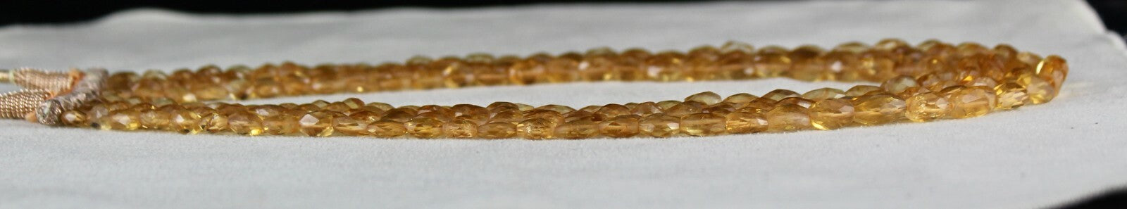 Natural Citrine Faceted Beaded Necklace 409 Ct 5 Line Long Gemstone Strings