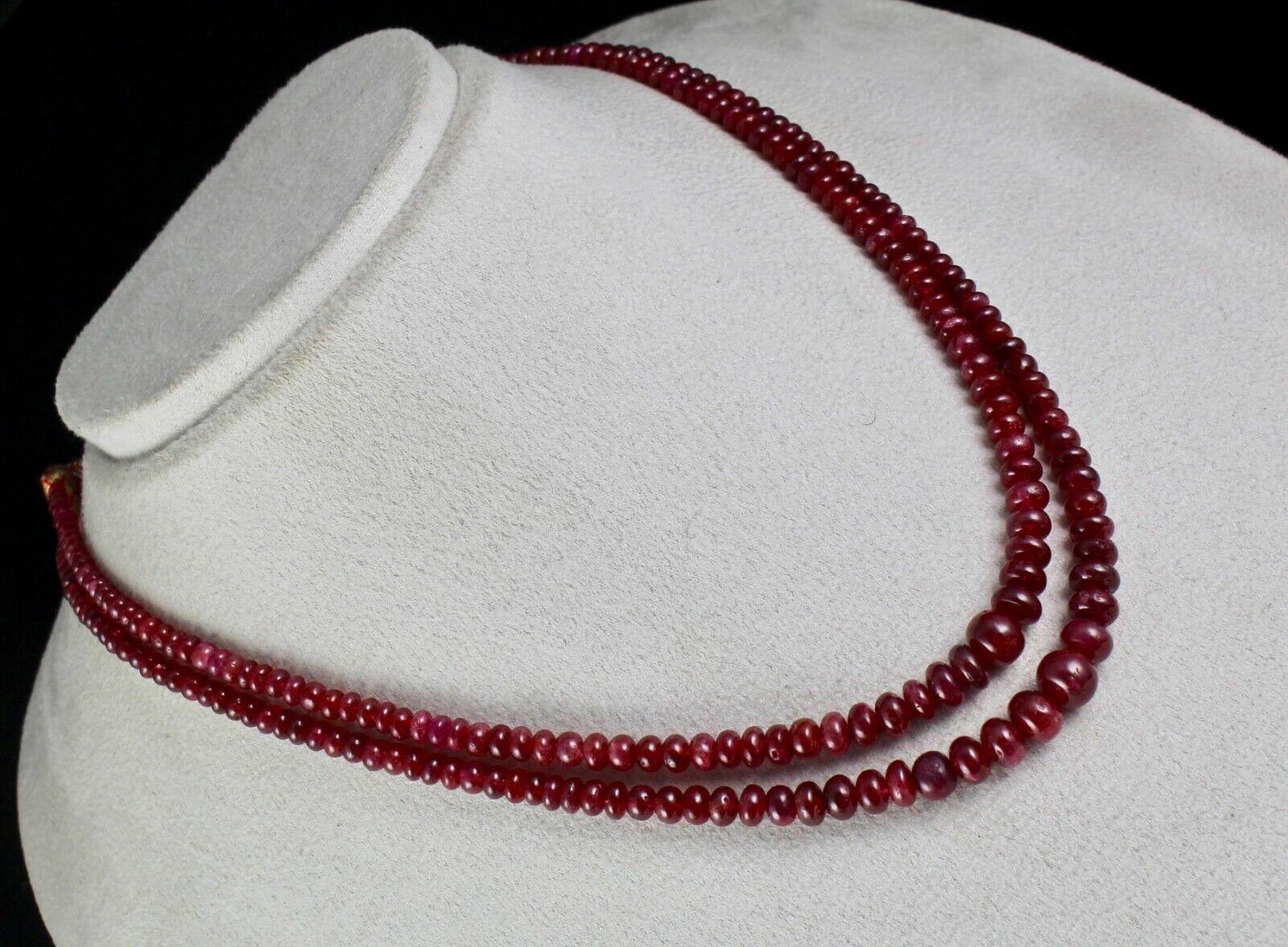 NATURAL UNTREATED RUBY BEADS ROUND 2 LINE 236 CTS PRECIOUS GEMSTONE NECKLACE