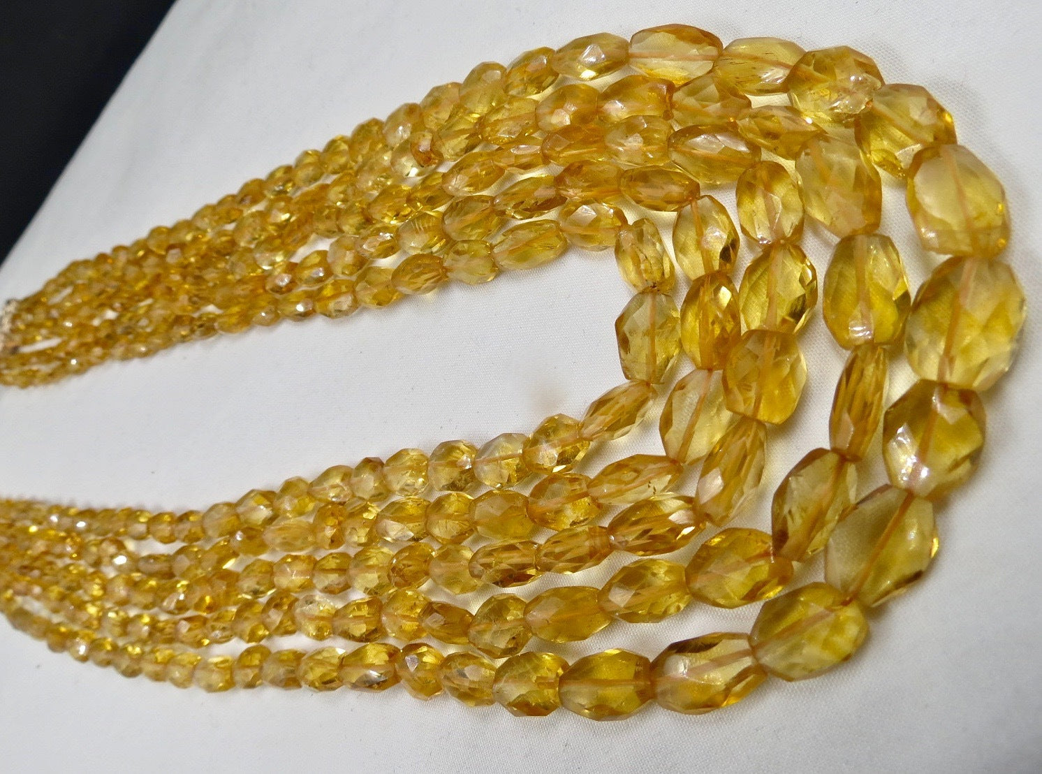 Natural Citrine Gemstone Necklace 5 L 453 Ct Faceted Beads Cocktail Fashion