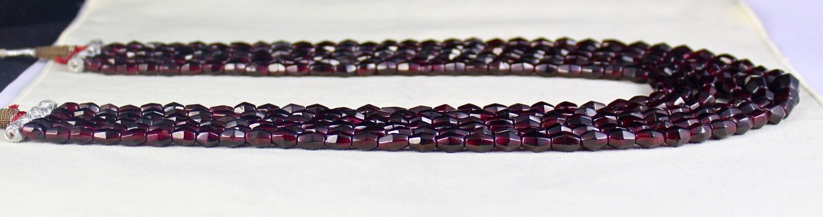 NATURAL GARNET BEADS FANCY 6 LINE 1412 CARATS GEMSTONE LADIES FASHION NECKLACE
