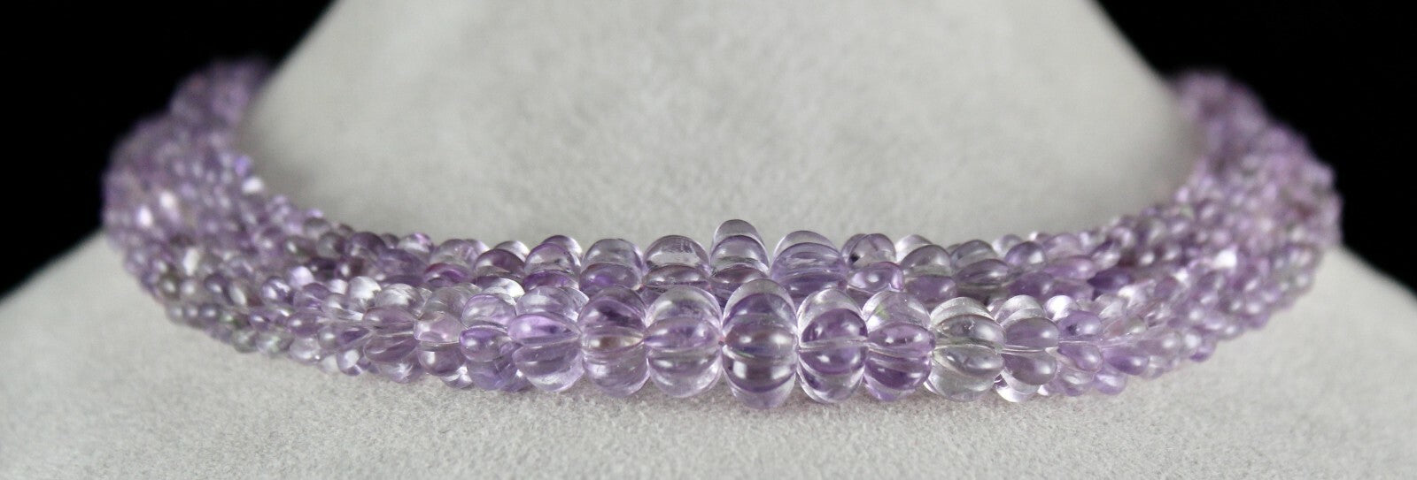Certified Natural Pink Amethyst 464ct Beads Carved Round Gemstone Necklace