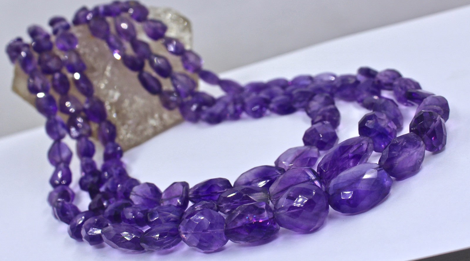 Natural Purple Amethyst 833 Ct Beads Nugget Real Gemstone Fashion Necklace