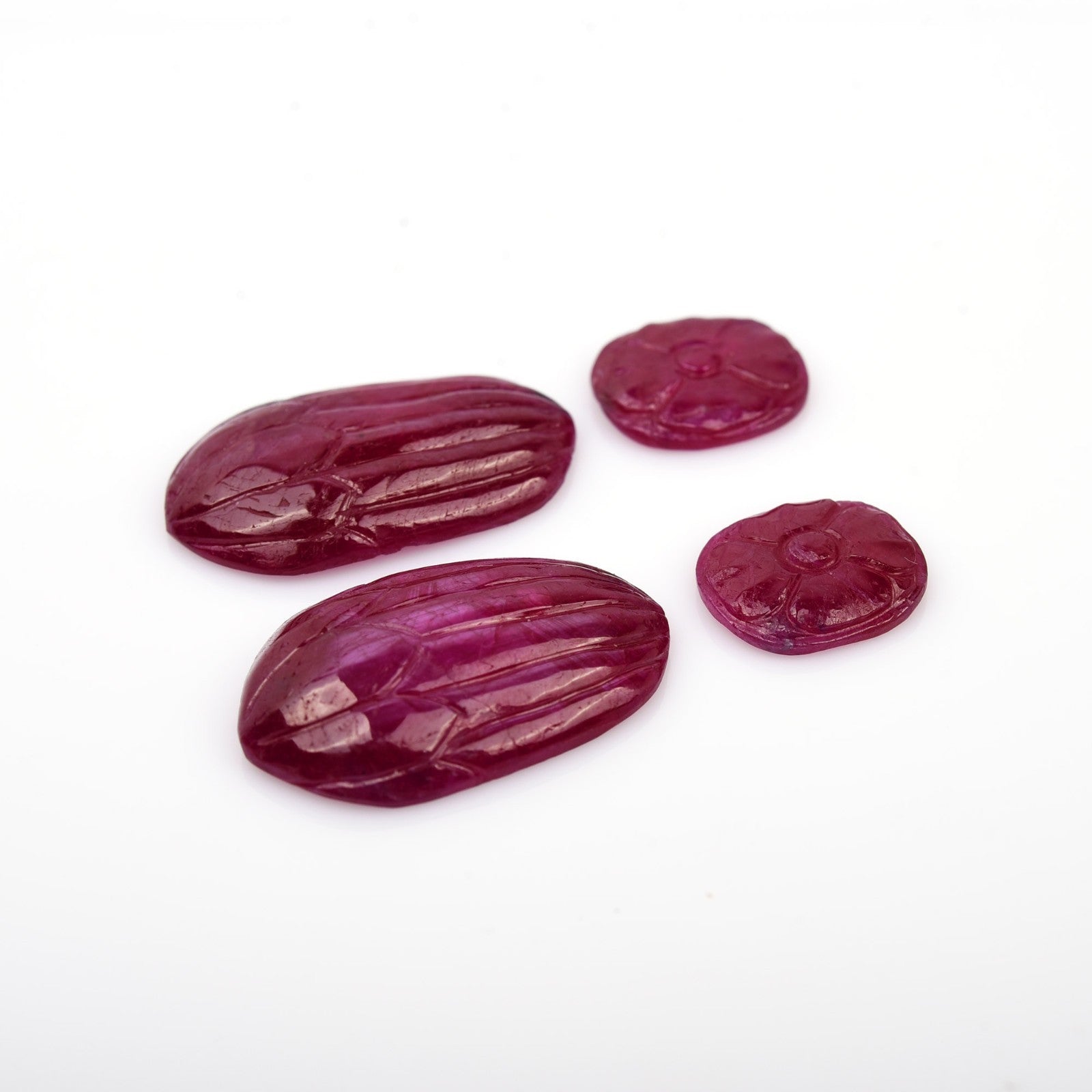 Certified Natural Ruby Engraved Dangle Pair 4 Pc 20.86 Ct Loose Gemstone Earring