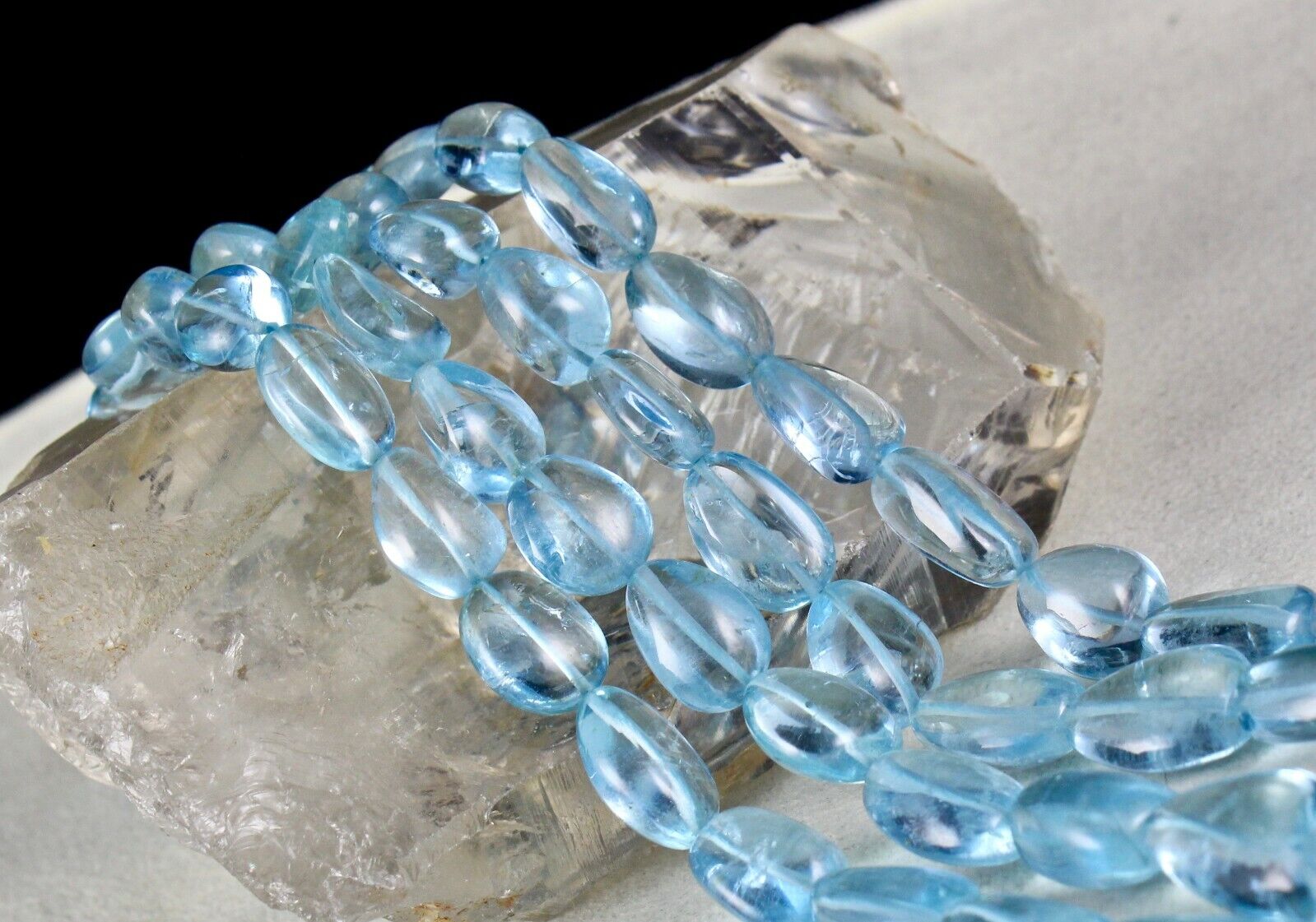 TOP NATURAL BLUE AQUAMARINE BEADS CABOCHON 2 LINE 628 CARATS GEMSTONE NECKLACE