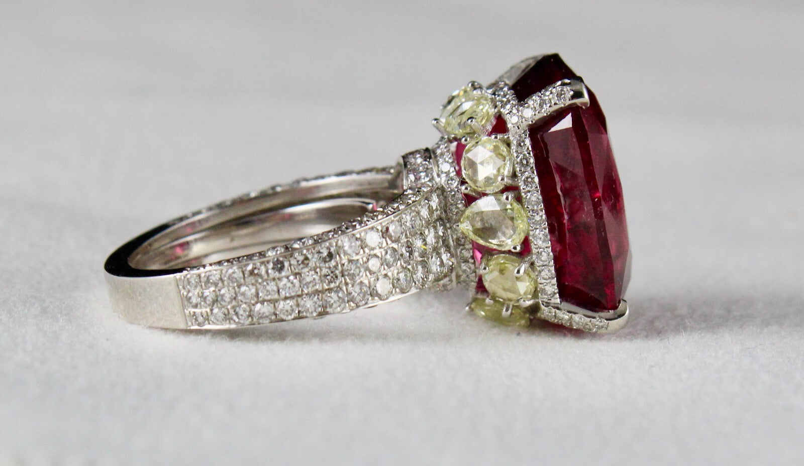 Certified Natural Rubellite Tourmaline 10ct Natural Diamond 18k Gold Ring