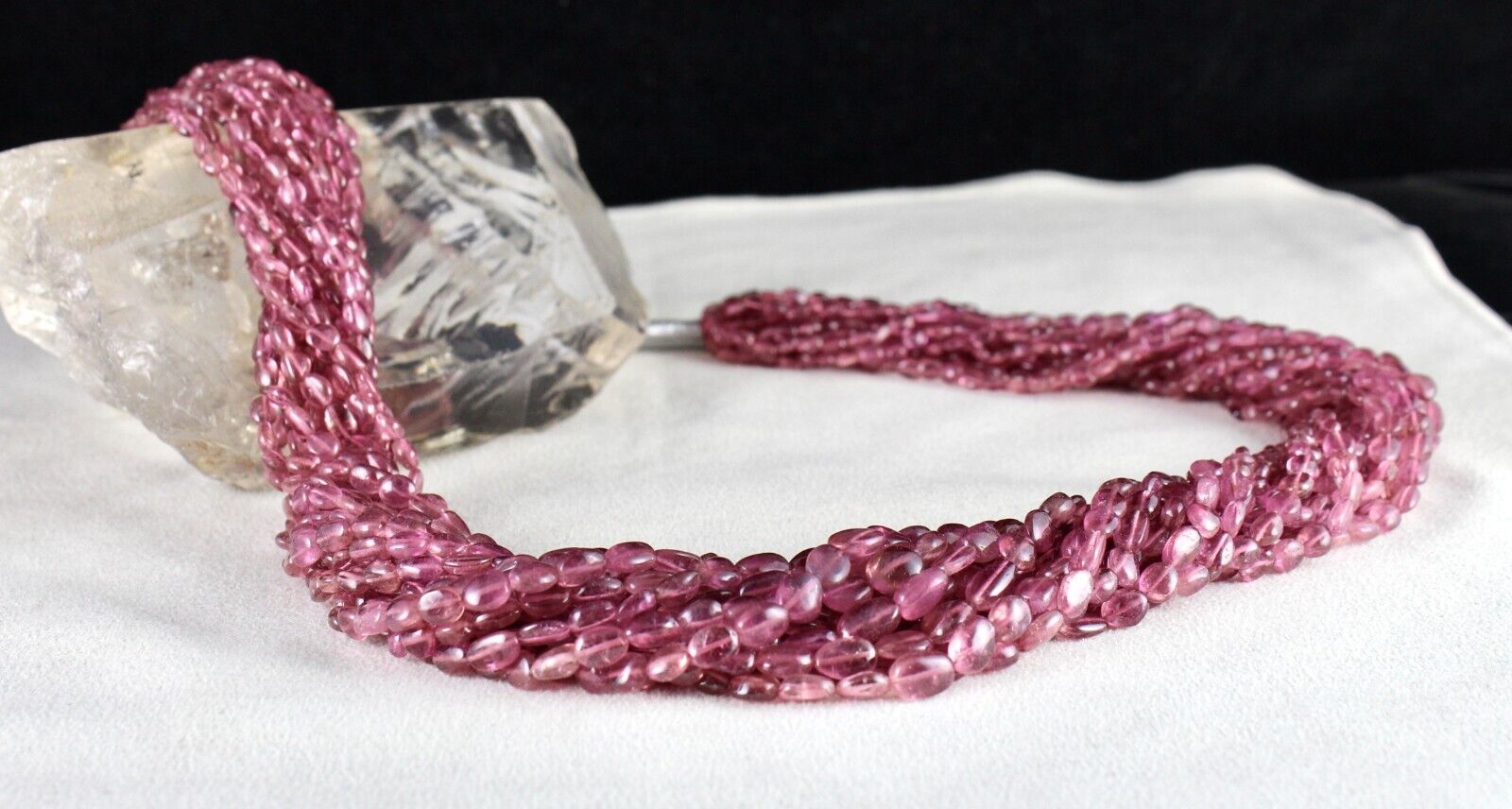 NATURAL PINK TOURMALINE BEADS LONG SHAPE 15 L 745 CT GEMSTONE STATEMENT NECKLACE