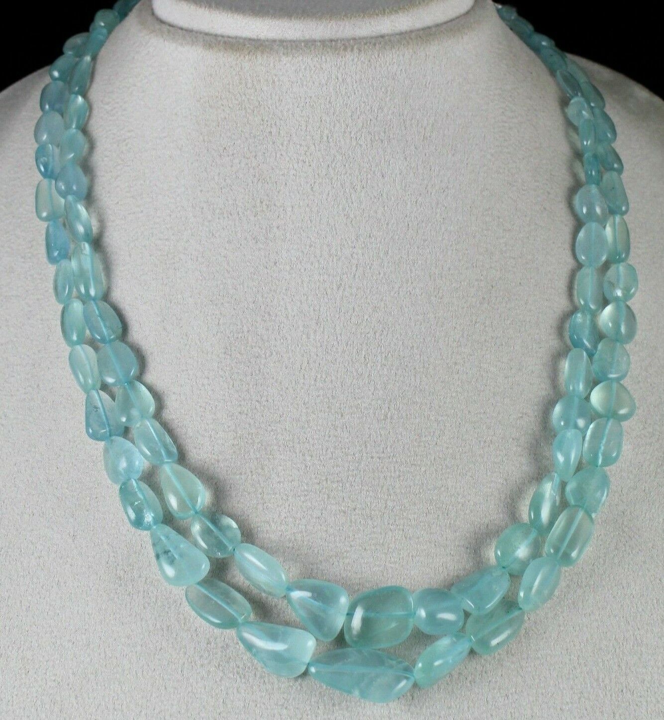 FINE NATURAL BLUE AQUAMARINE BEADS LONG 2 L 389 CARATS GEMSTONE FASHION NECKLACE