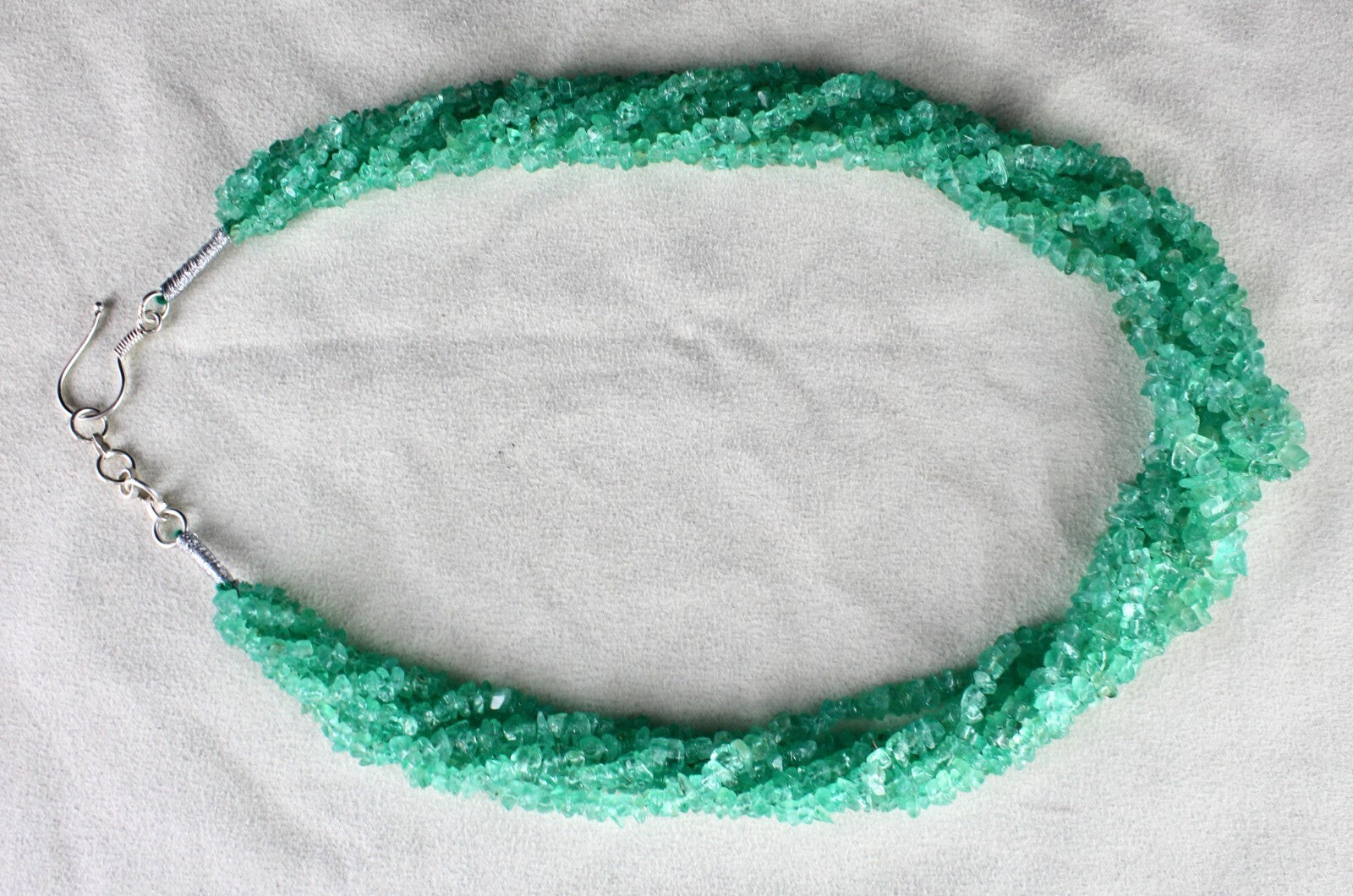 Certified Natural Colombian Emerald Beads 482 Ct Sterling Silver Necklace