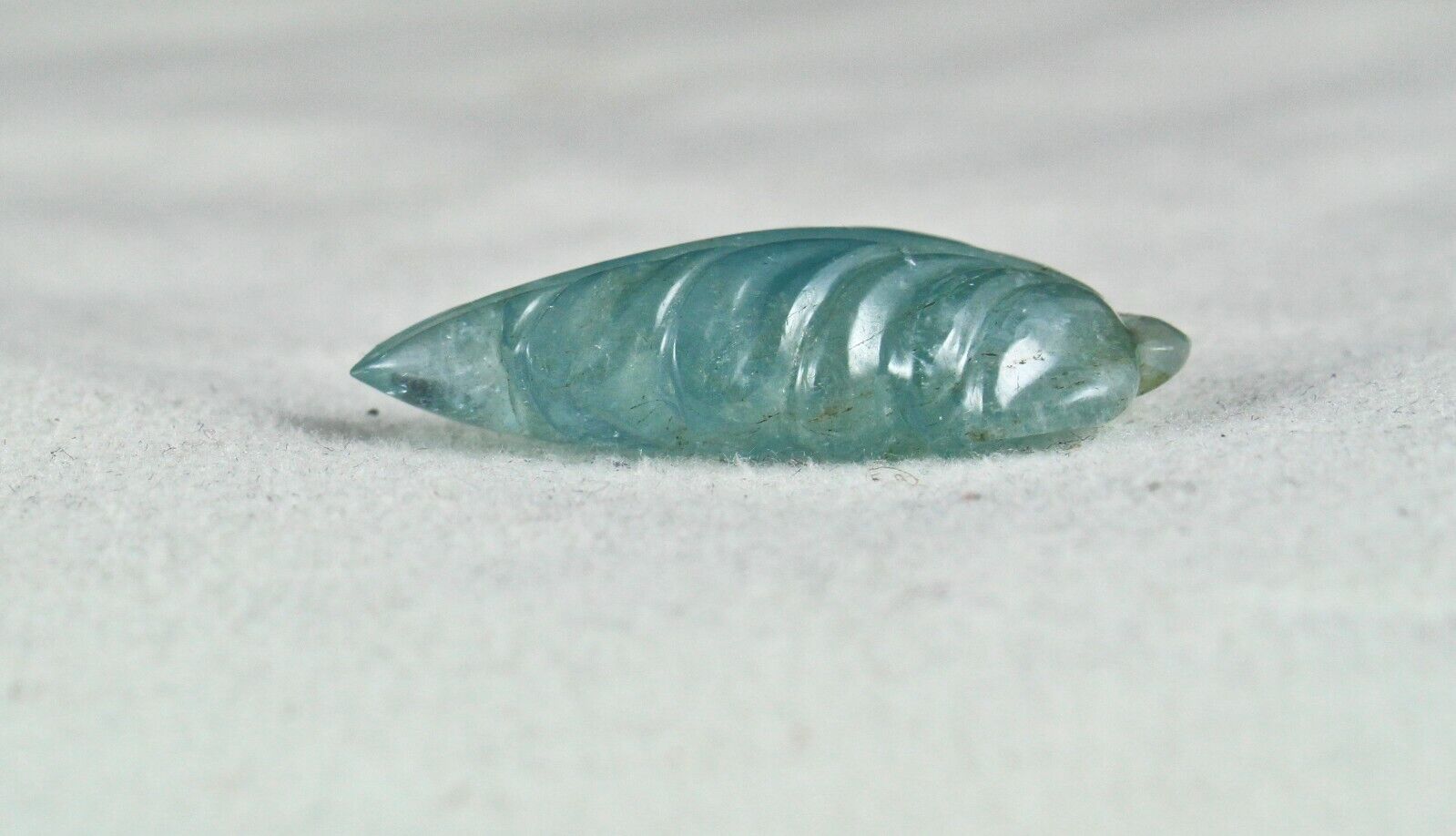 Estate Natural Blue Aquamarine Carved Leaf 30.09 Ct Gemstone Pendant Designing