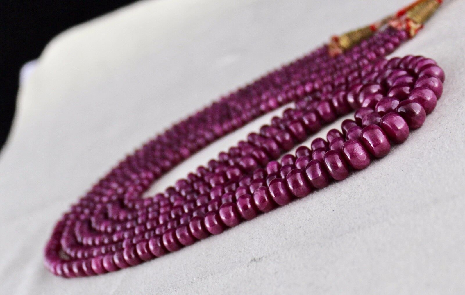NATURAL UNTREATED RUBY BEADS ROUND 3 LINE 800 CTS GEMSTONE NECKLACE FOR LADIES
