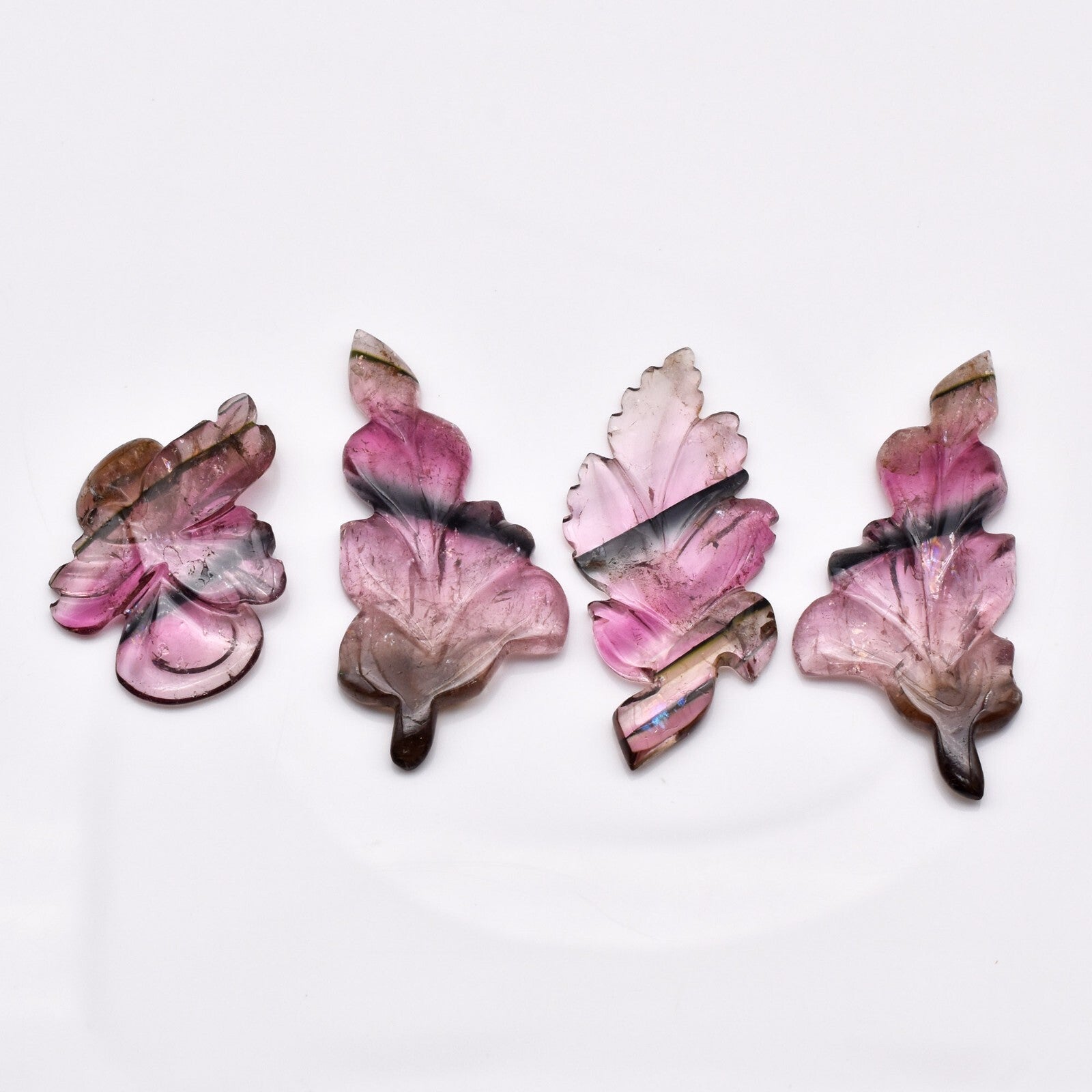 Certified Natural Multi Tourmaline Carved Leaves Earring Pendant Set 49.25 Ct