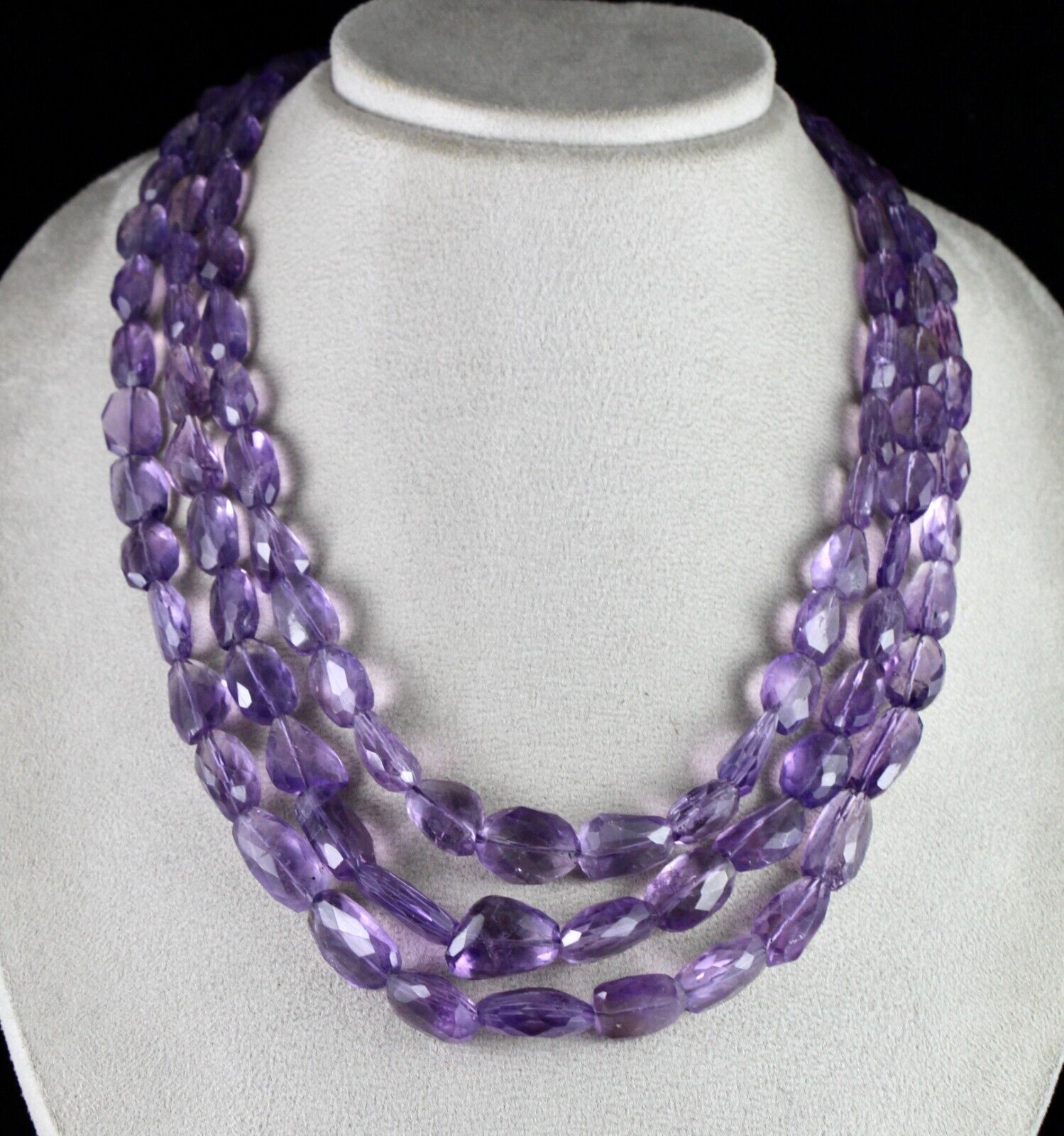 Natural Amethyst Beads Faceted Tumble 3L 861 Ct Purple Gemstone Fashion Necklace