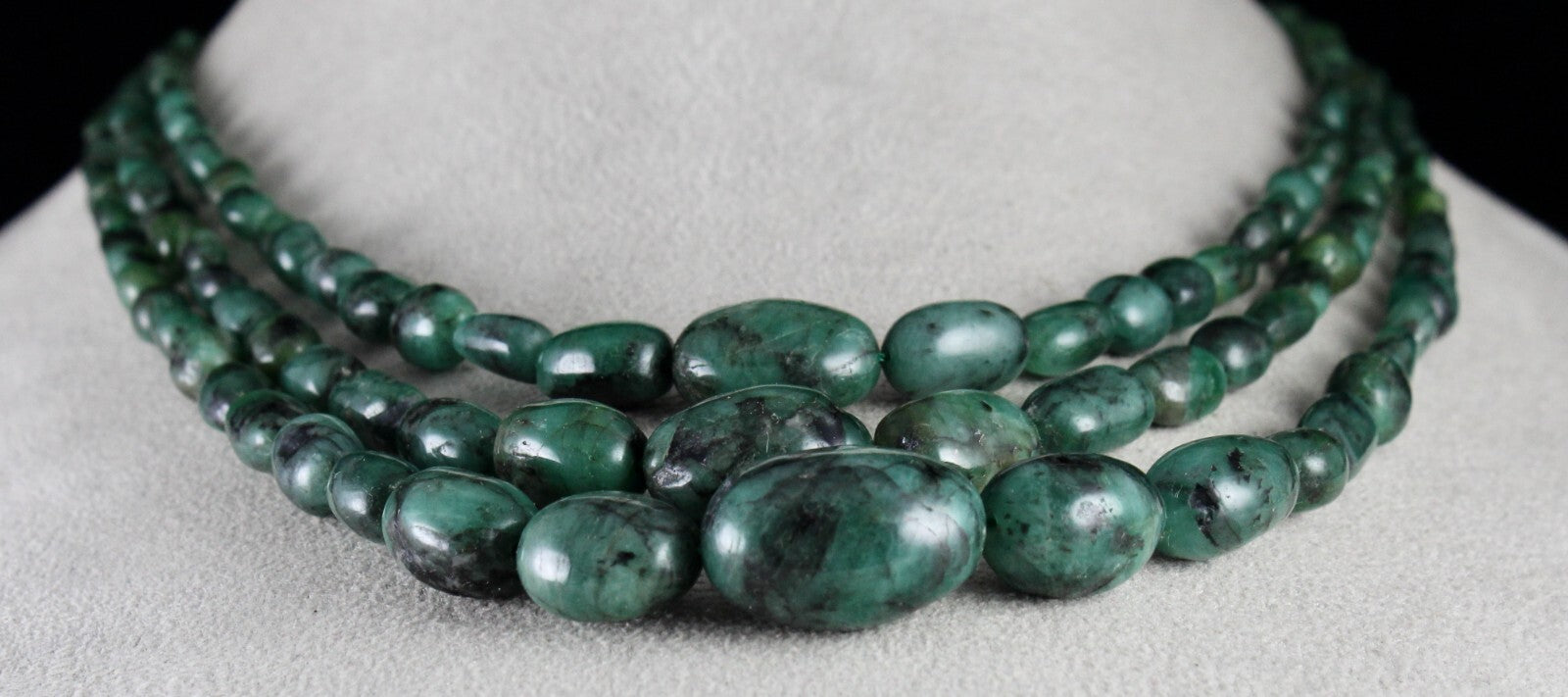 Certified Antique Necklace 3l Natural Emerald 435 Ct Beads Vintage Gemstone