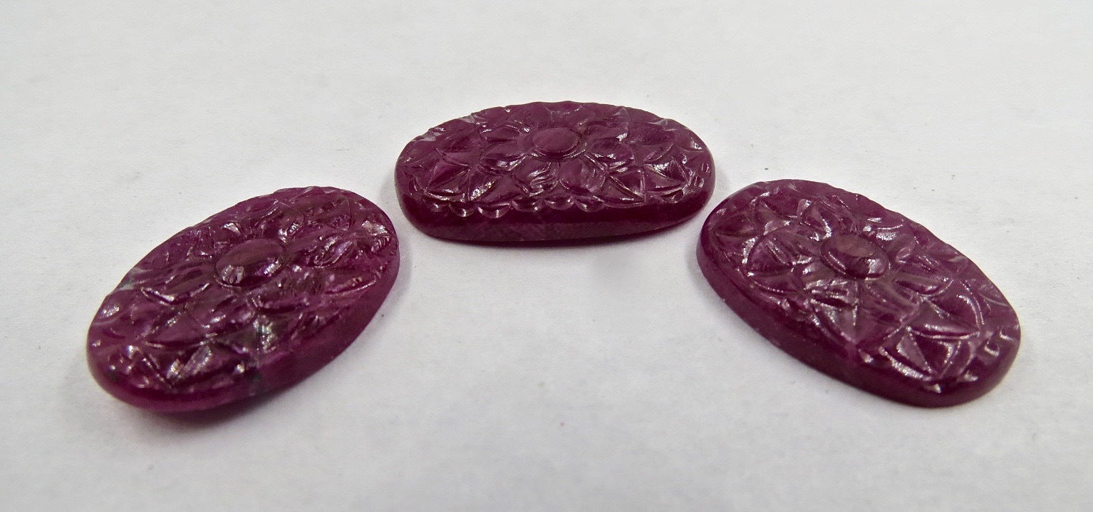 Certified Natural Ruby Carved Oval 27x16 Mm 64.48ct Gemstone Earring Pendant