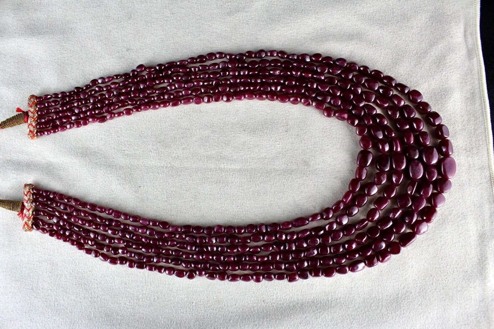 NATURAL UNTREATED RUBY TUMBLE LONG BEADS 6 LINE 782 CTS GEMSTONE LADIES NECKLACE