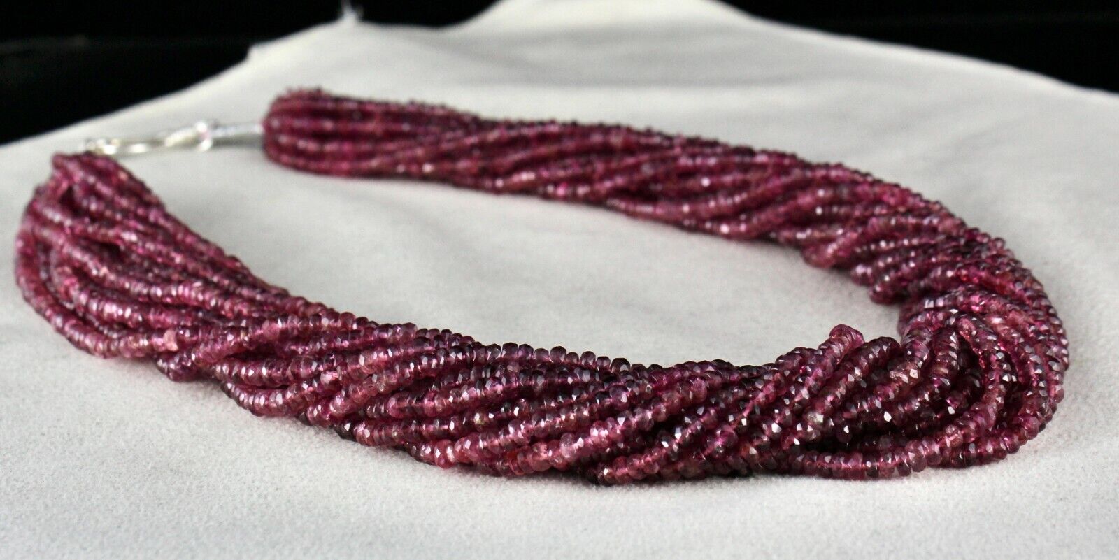 Natural Pink Tourmaline Beaded Necklace 15 L 798 Cts Facet Gemstone Silver Clasp