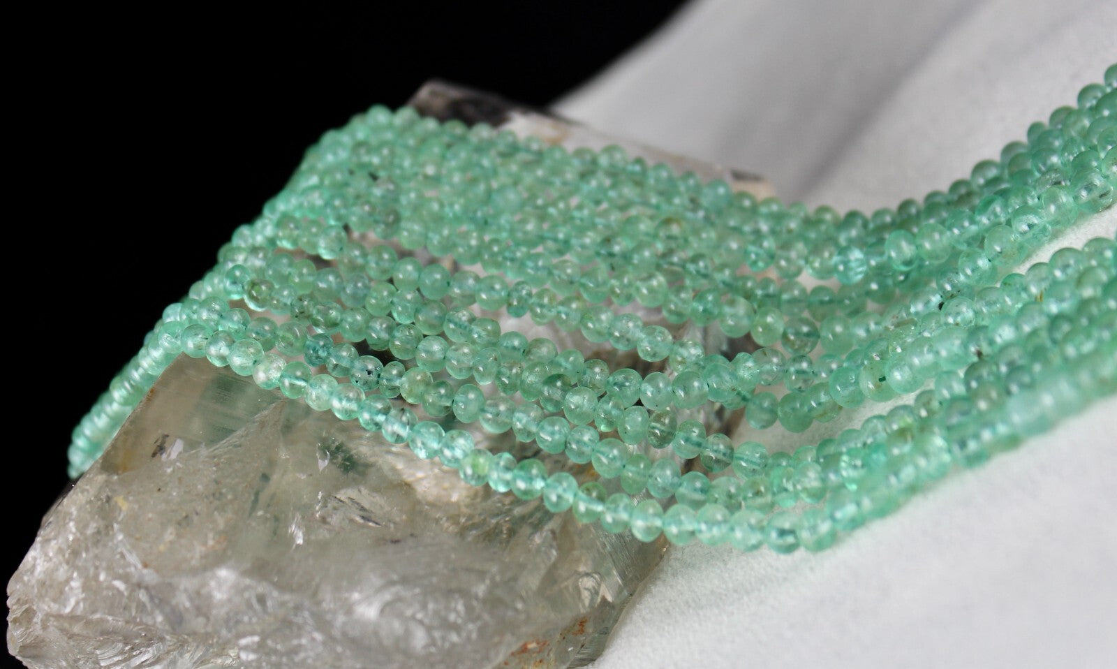 Certified Natural Emerald Beads Round Necklace 353 Ct Colombian Gemstone 5l