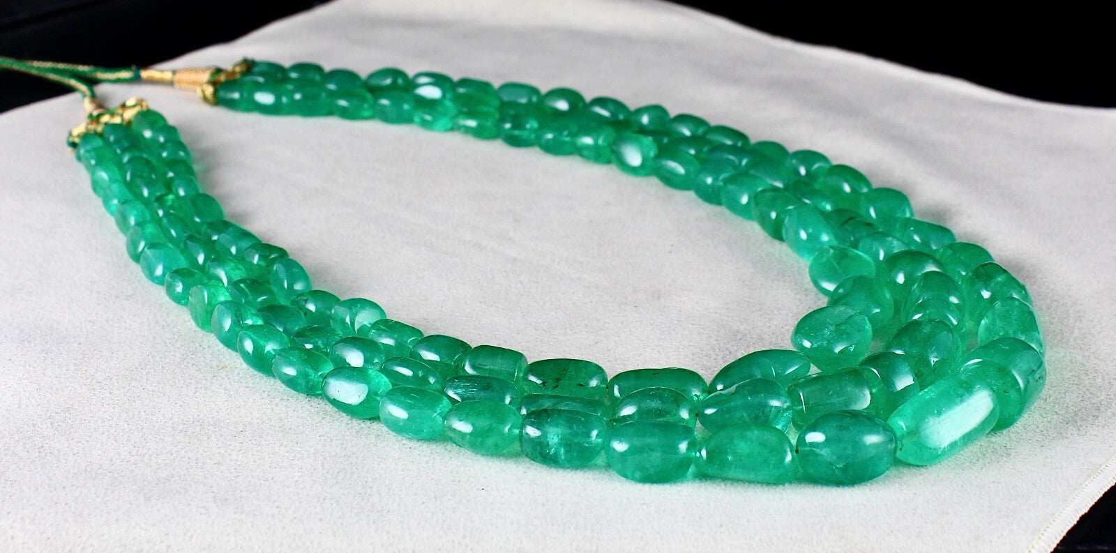 Certified Natural Colombian Emerald Beads Cabochon 1028ct Stone Necklace