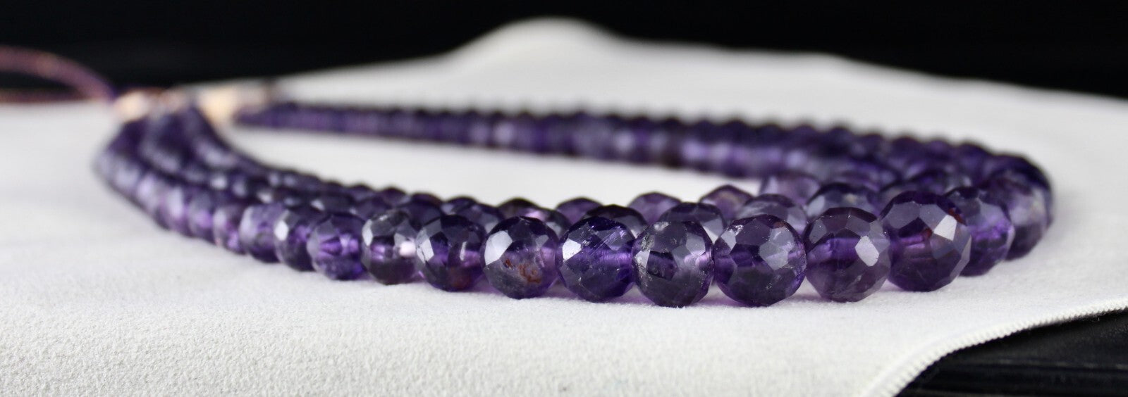 Natural Amethyst 839ct Round Faceted Beaded Necklace 3 Line Gemstone