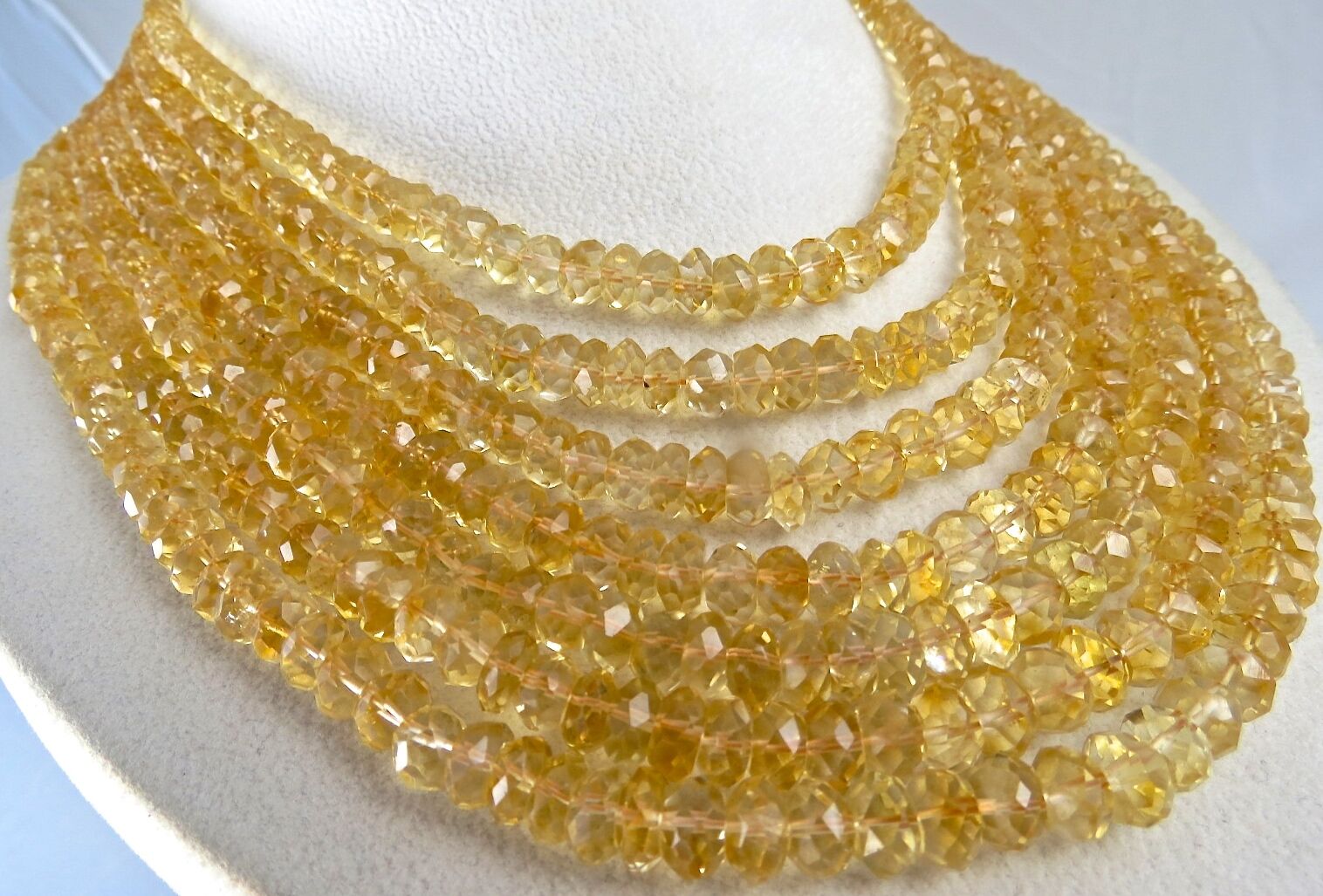 Natural Citrine Beads Faceted Round 7L 1011 Ct Gemstone Fashion Beaded Necklace