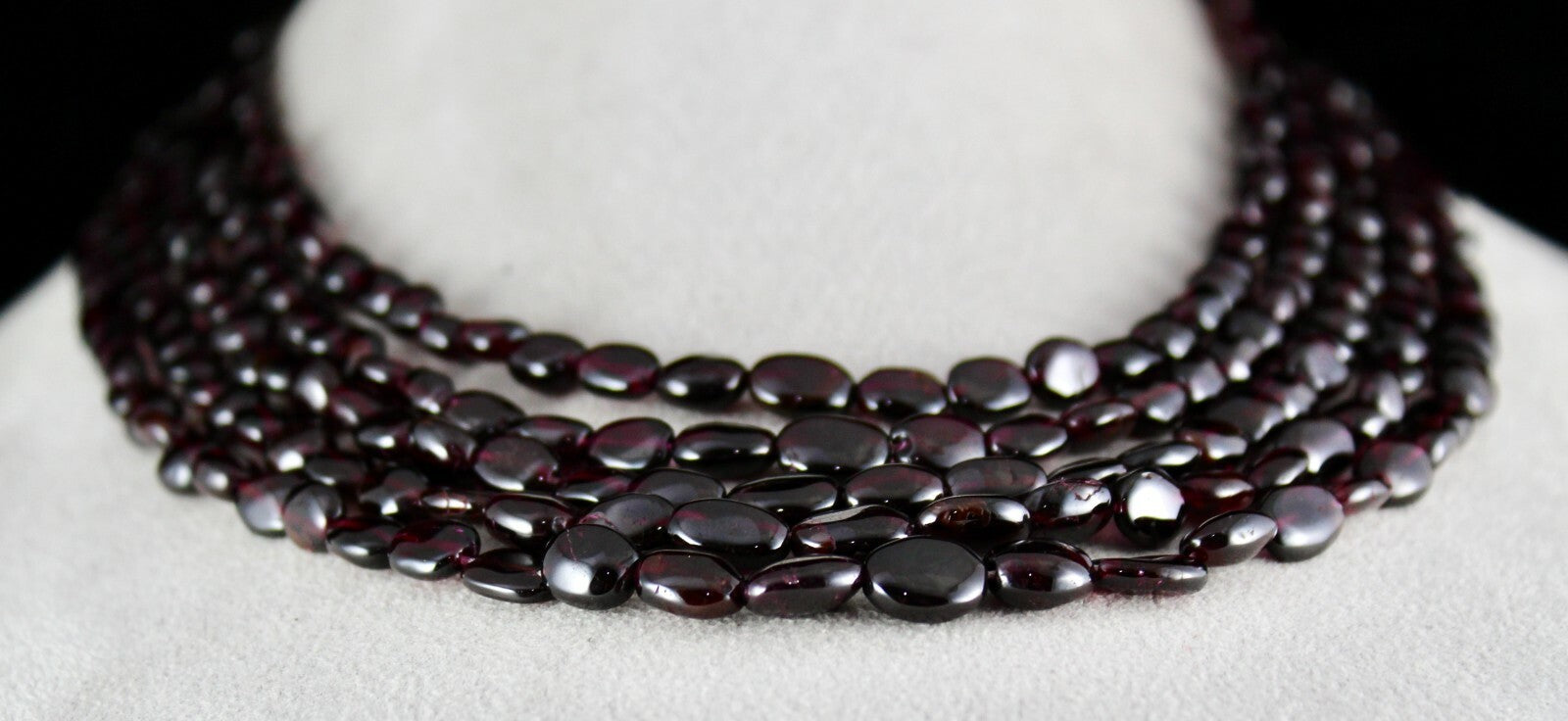 Natural Red Garnet 860ct Beaded 5 Line Long Fashion Necklace For Women
