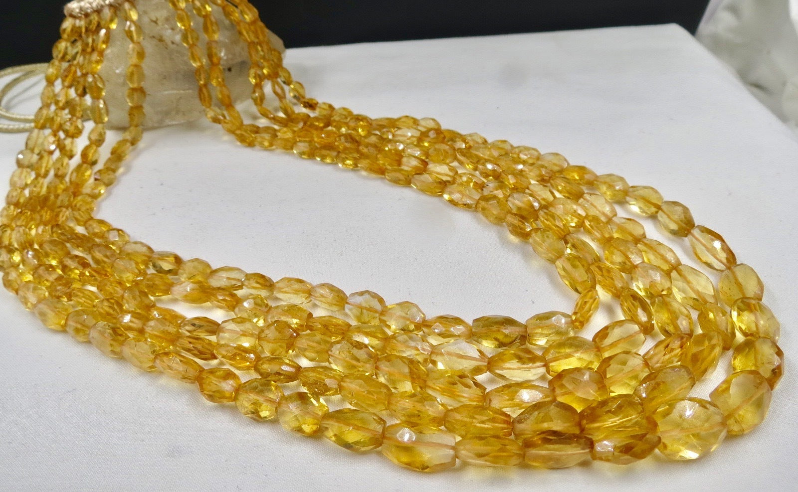 Natural Citrine Gemstone Necklace 5 L 453 Ct Faceted Beads Cocktail Fashion