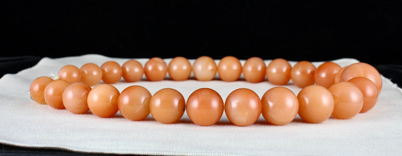 Natural Orange Quartz Necklace 1553 Ct Round Beads Sterling Silver Clasp