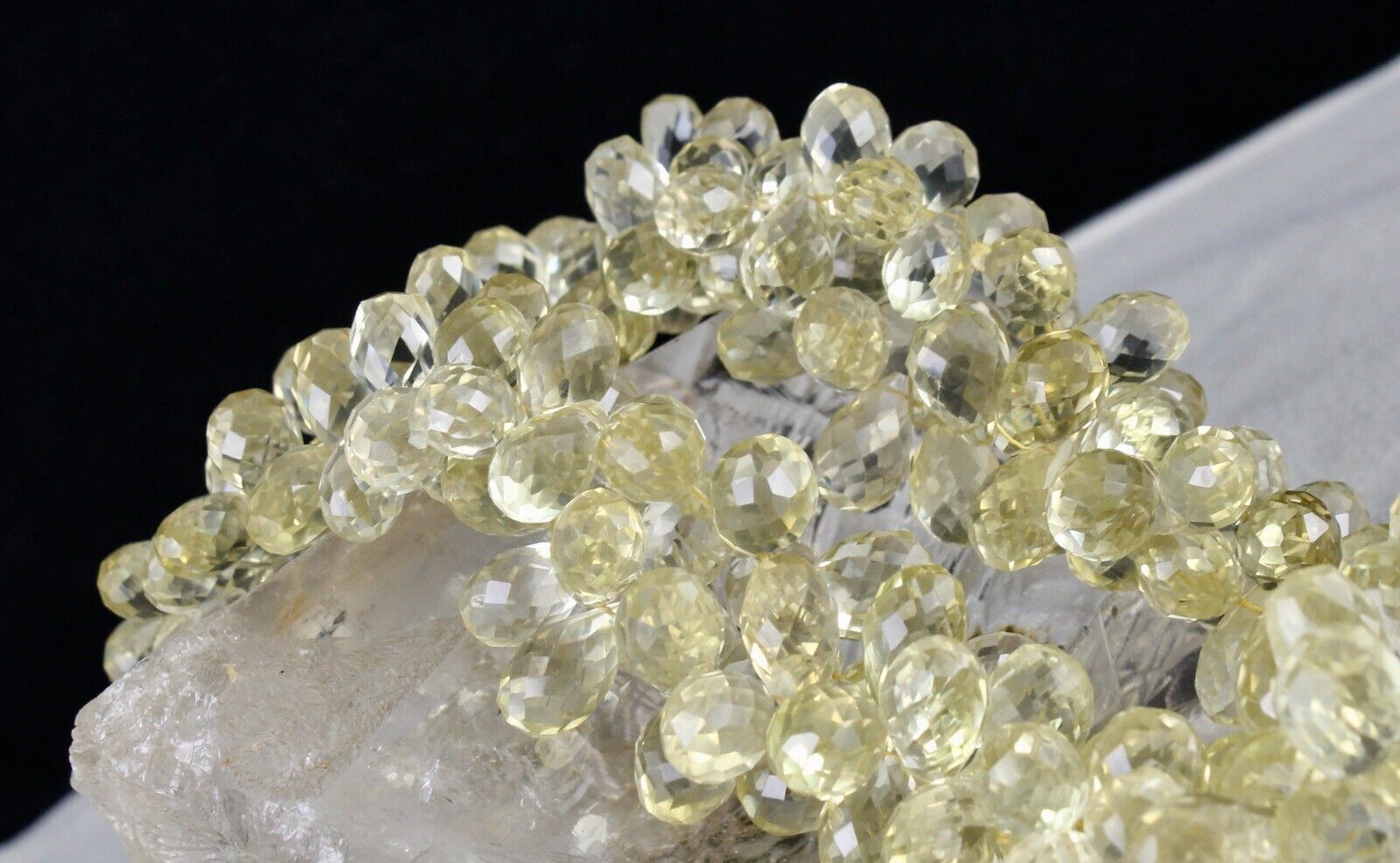 Natural Lemon Quartz Beads 2 L 1118 Ct Tear Drops Gemstone Finest Necklace