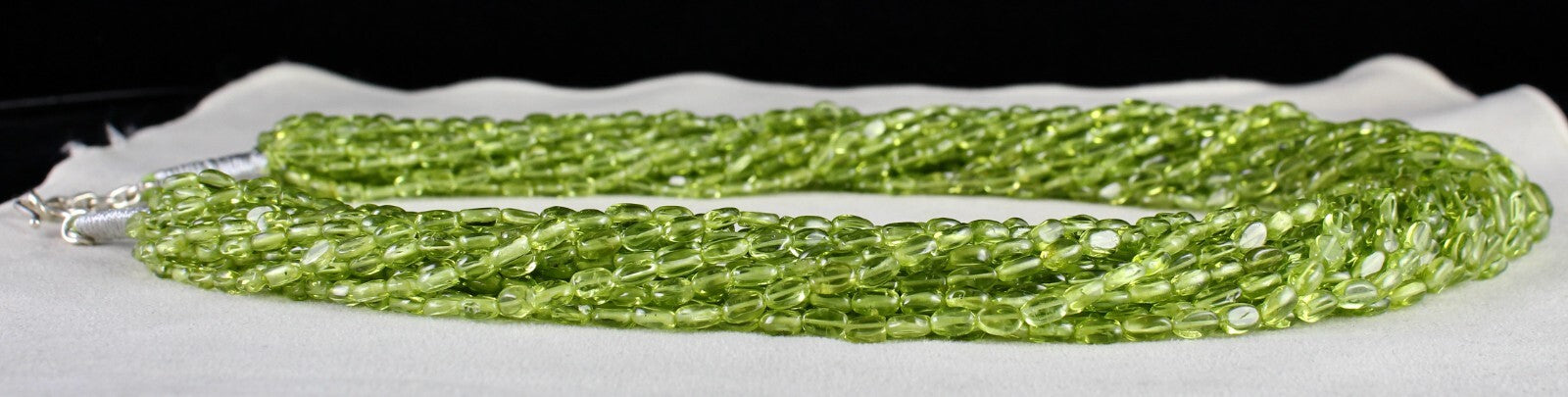 Natural Peridot Green Gemstone Statement Necklace 23 L 1391 Ct Beaded Cabochon