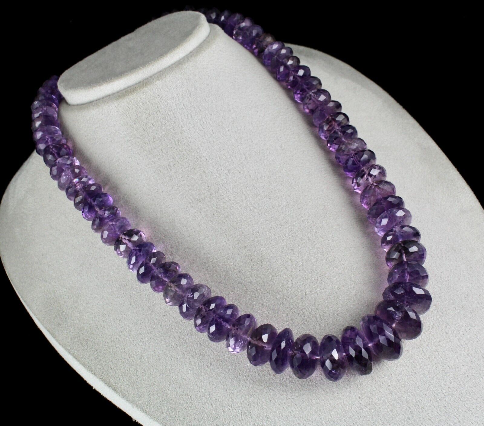 Natural Brazilian Amethyst Beads Faceted Round 1220 Cts Gemstone Silver Necklace