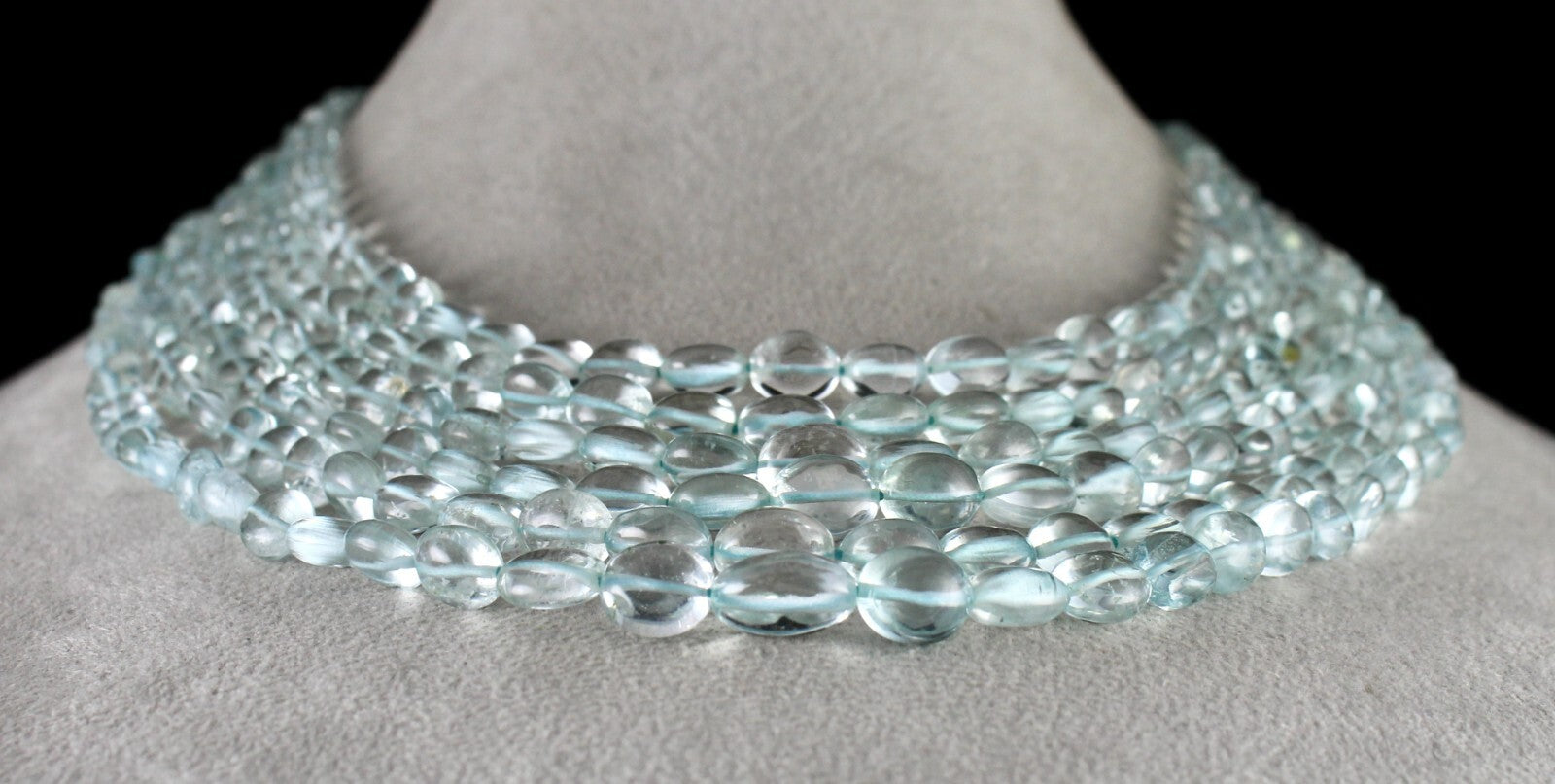 Certified Fine Natural Blue Aquamarine 680 Ct Beads Long 6 L Gemstone Necklace