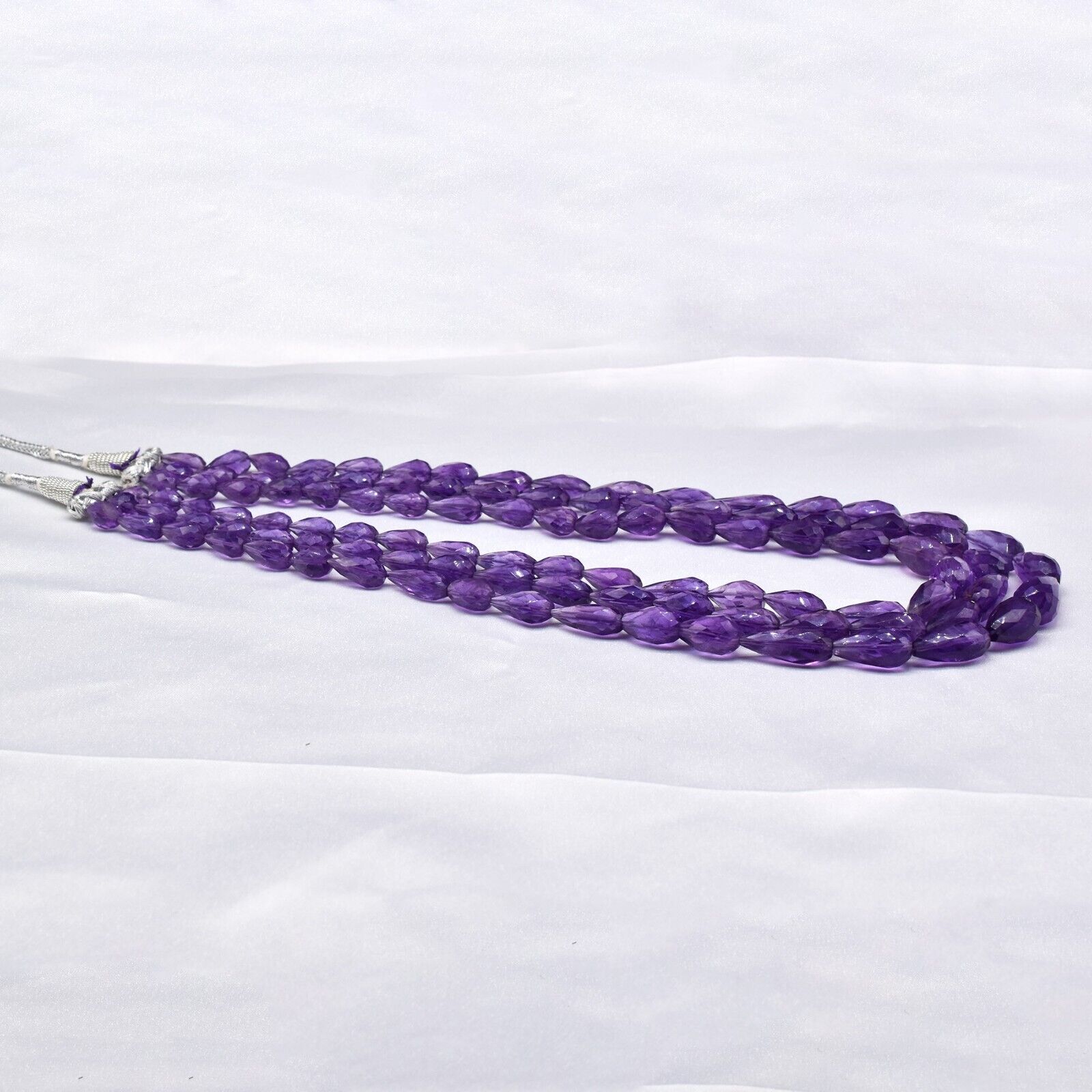Top Amethyst Beaded Drops 3 L 526 Ct Natural Drilled Gemstone String Bunch