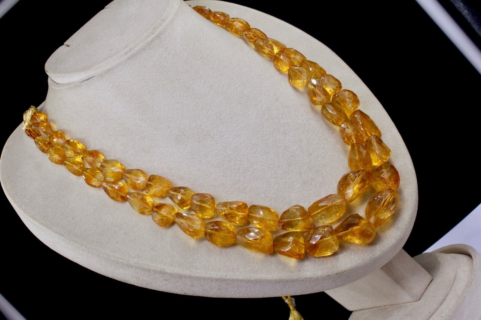 Natural Yellow Citrine Beads Faceted Nugget 2 L 699 Ct Gemstone Fashion Necklace