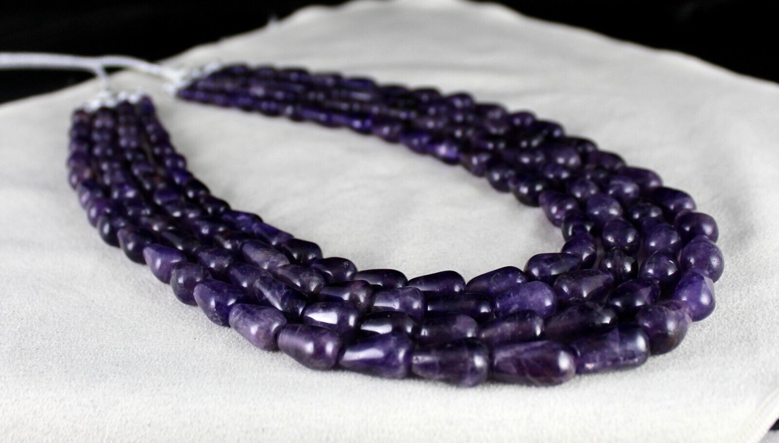 NATURAL PURPLE AMETHYST BEADS TEAR DROPS 4 L 1028 CT GEMSTONE FINEST NECKLACE