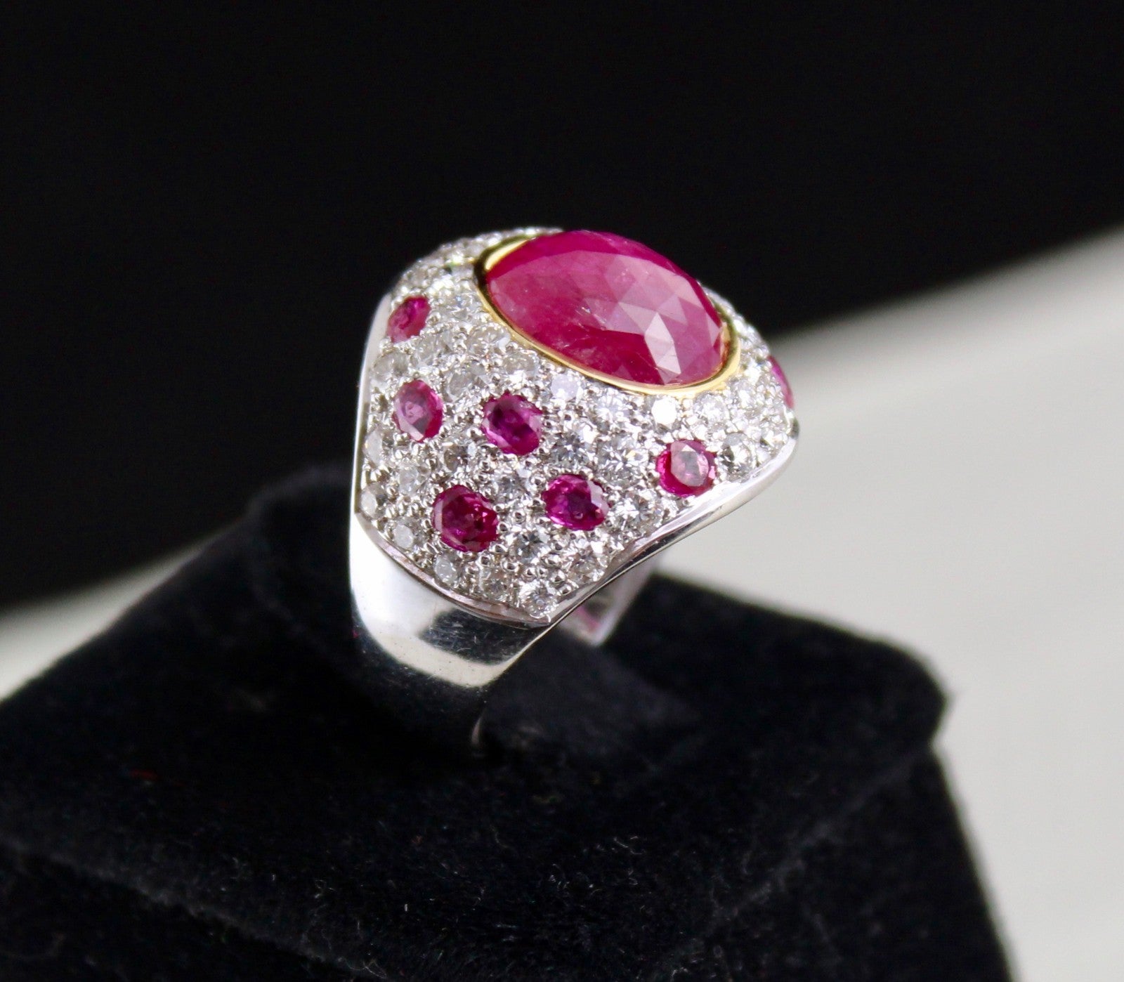 Certified Burma Ruby 57.95ct Natural Diamond 18k Gold Collector Ring Women