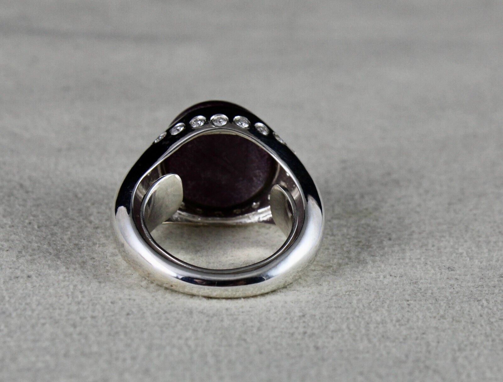 Natural Ruby Star 925 Silver Ring White Moissanite Diamond GemStone Cabochon