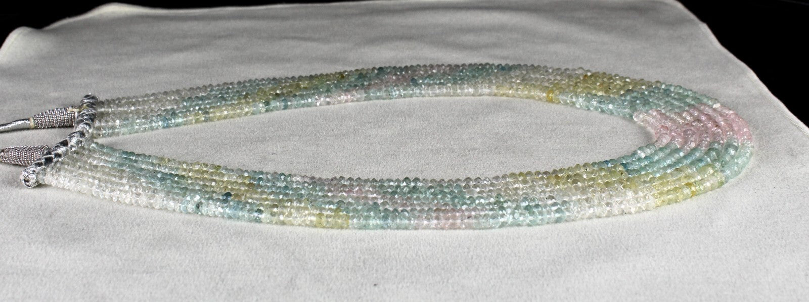 Natural Multi Aquamarine Necklace 392 Carats Gemstone Fine Faceted 7 Line Beads