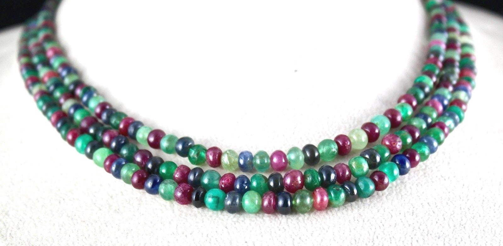 Certified Natural Emerald Ruby Sapphire 303ct Gemstone Necklace For Women