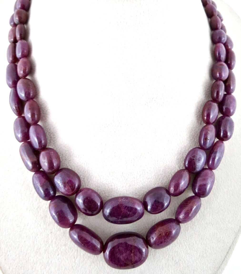 Certified Ruby Beads Cabochon 720ct Red Gemstone Necklace For Women
