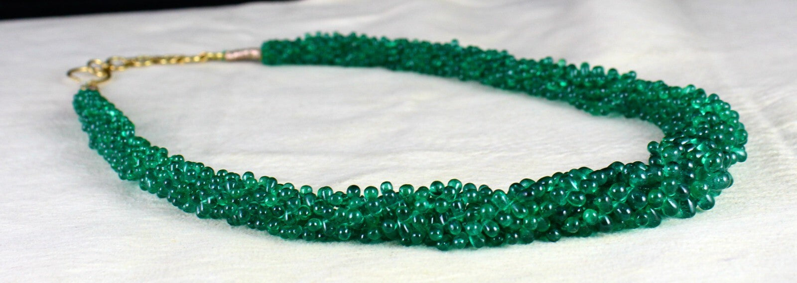 Certified Natural Zambia Emerald Teardrop 280 Ct Drilled Bead 18k Gold Necklace