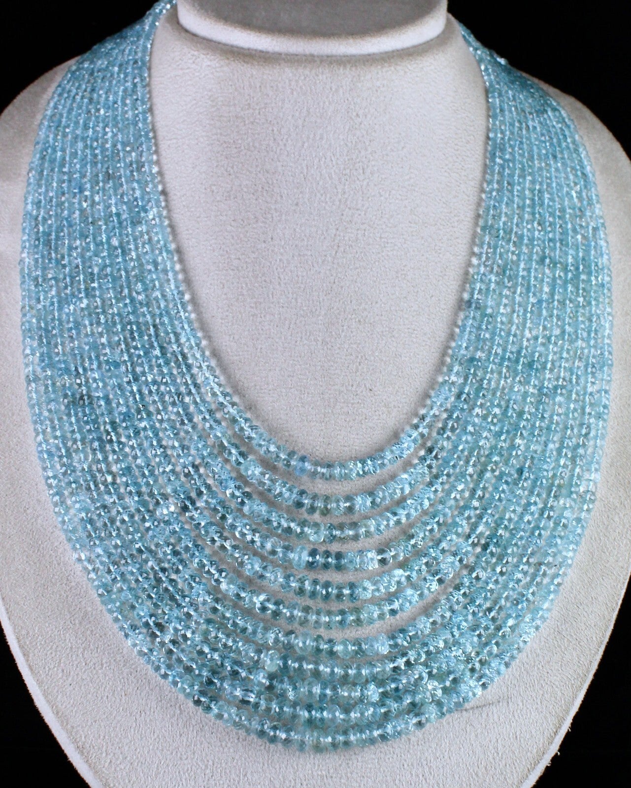 Certified Natural Blue Aquamarine Faceted Necklace 1193 Ct Beads For Women