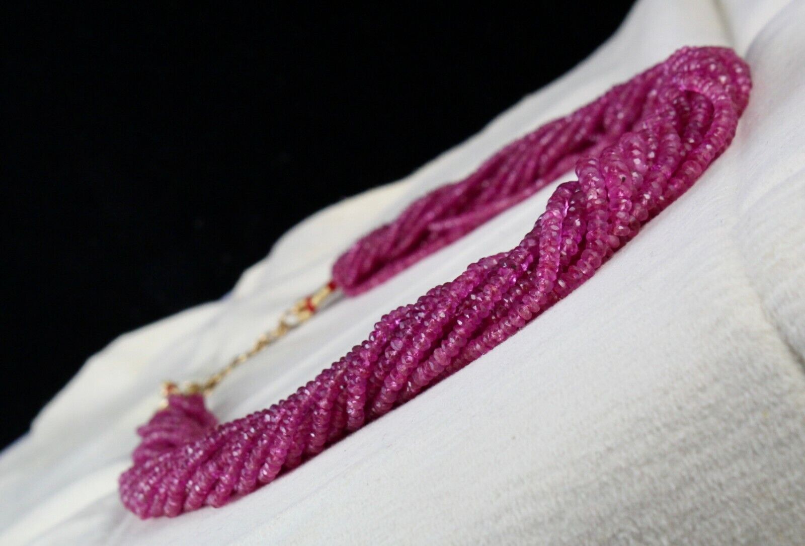 REDDISH NATURAL NO HEAT BURMESE RUBY BEADS FACETED 547 CARATS GEMSTONE NECKLACE