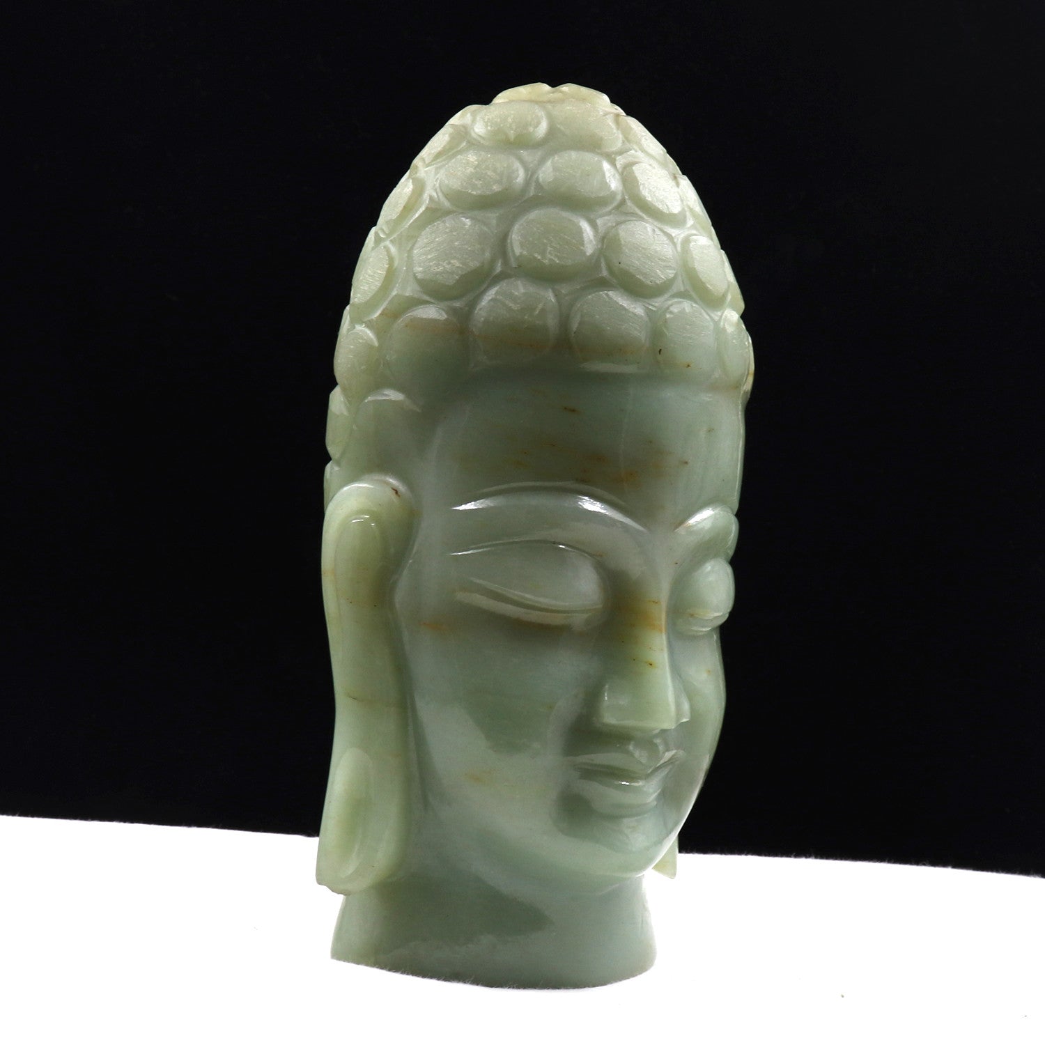 Natural White Jade Buddha Head Statue 7 In 8585 Ct Gemstone Carat Weight Decor